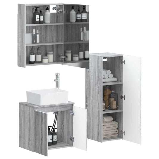 vidaXL Bathroom Furniture Set 4 pcs Grey Sonoma