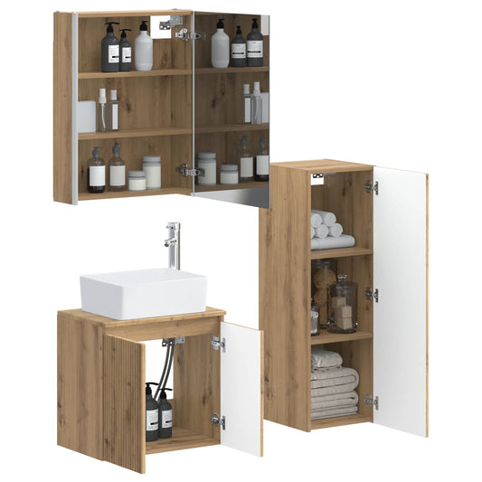 vidaXL Bathroom Furniture Set 4 pcs Artisan Oak