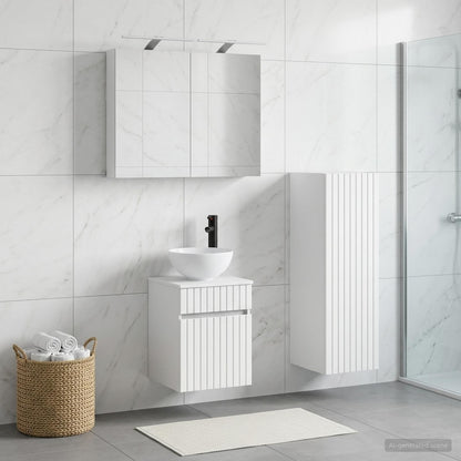 vidaXL Bathroom Furniture Set 4 pcs White Engineered Wood and Glass