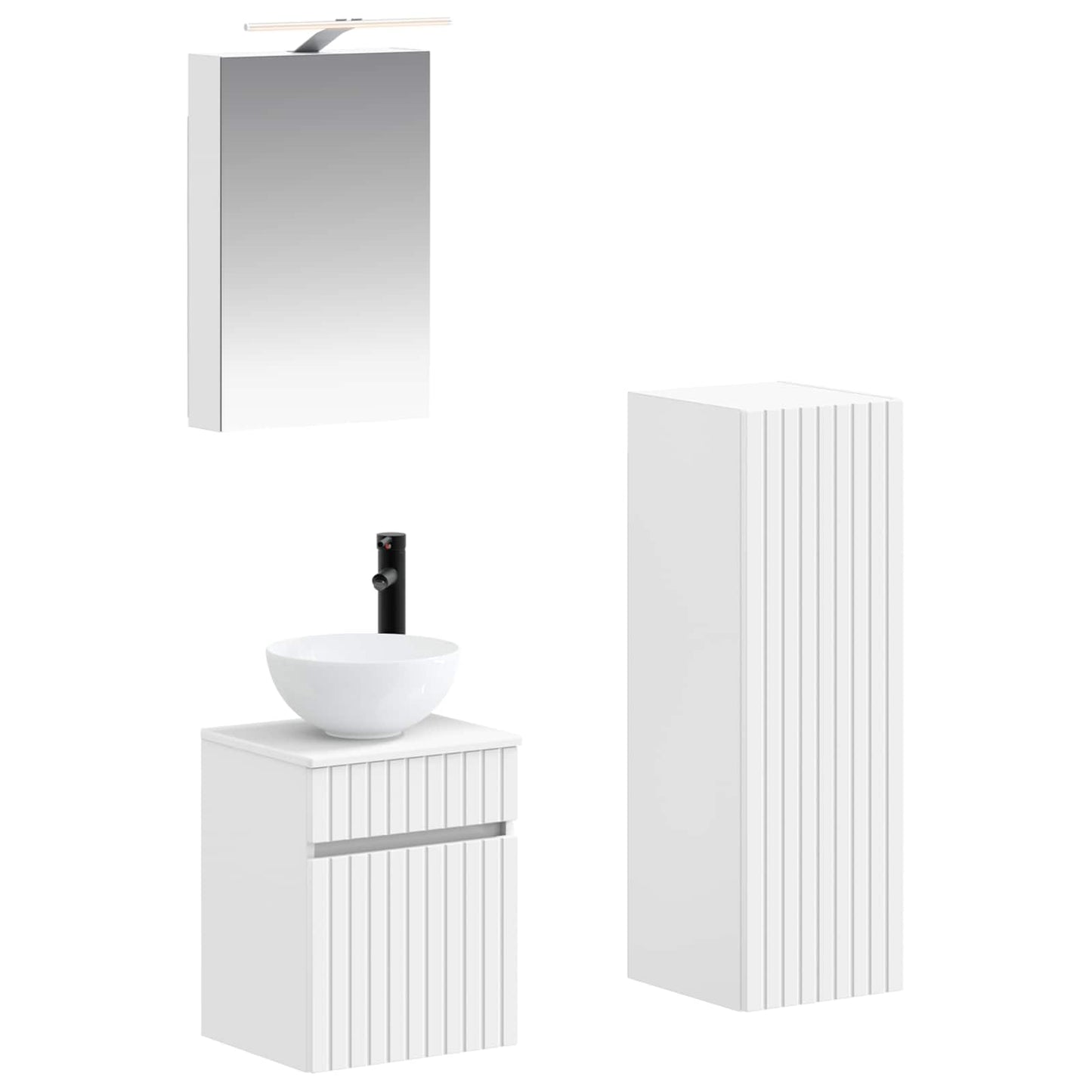 vidaXL Bathroom Furniture Set 4 pcs White Engineered Wood and Glass