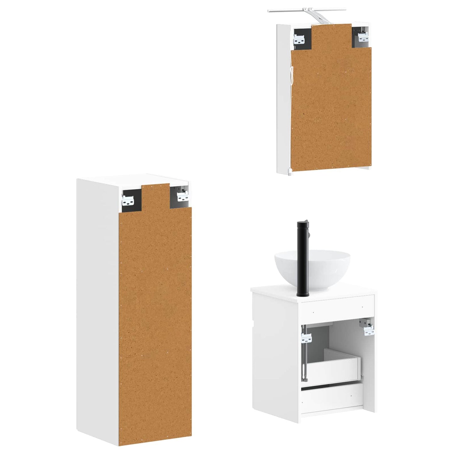 vidaXL Bathroom Furniture Set 4 pcs White Engineered Wood and Glass