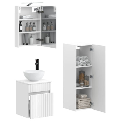 vidaXL Bathroom Furniture Set 4 pcs White Engineered Wood and Glass