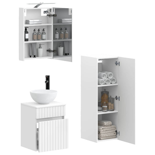 vidaXL Bathroom Furniture Set 4 pcs White Engineered Wood and Glass