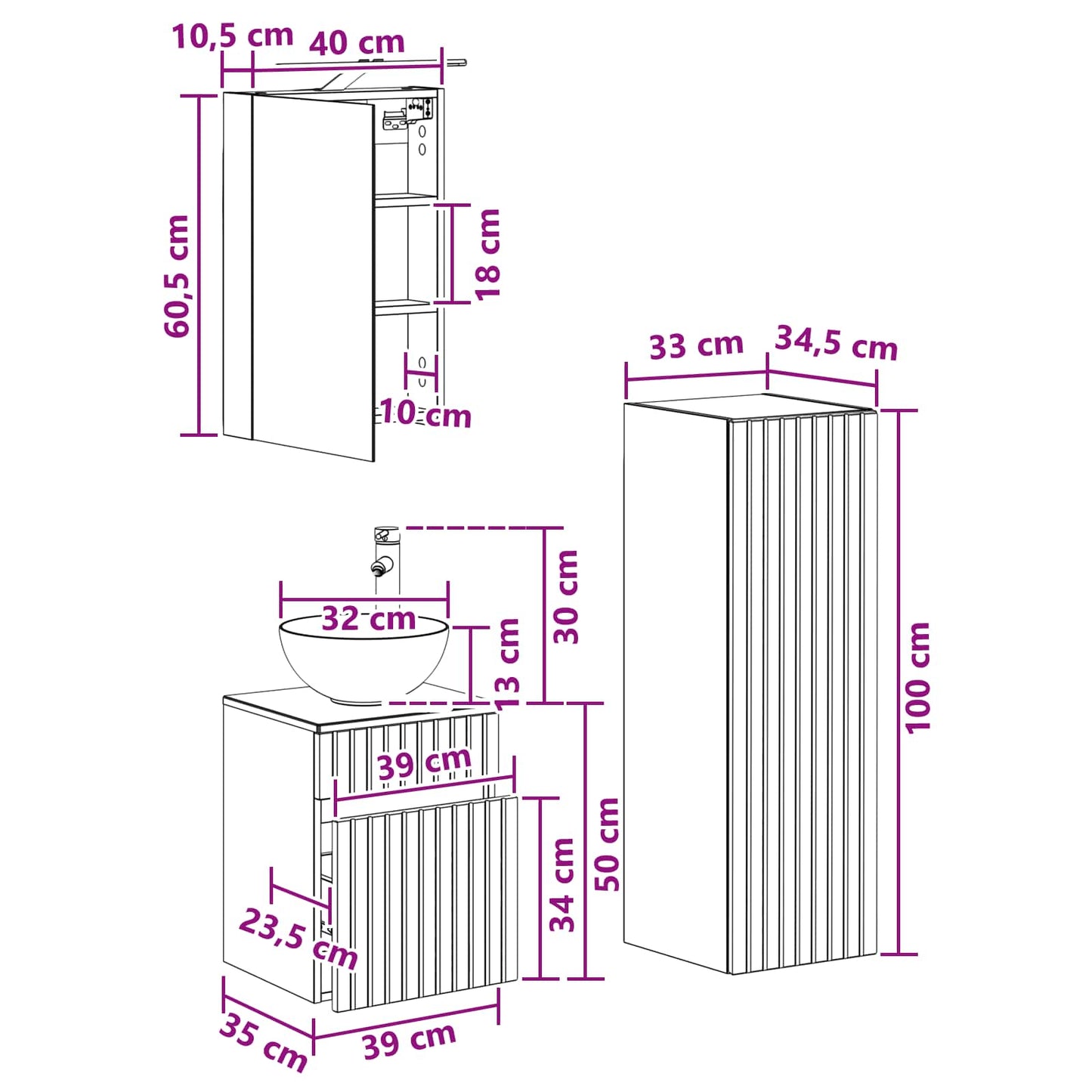 vidaXL Bathroom Furniture Set 4 pcs Sonoma Oak