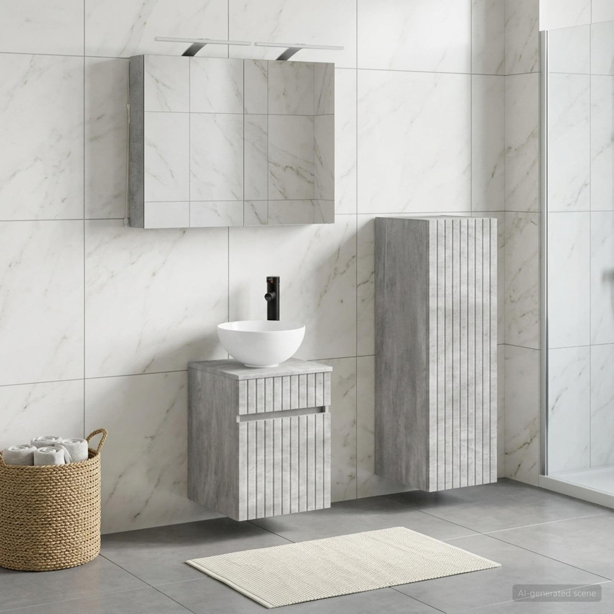 vidaXL Bathroom Furniture Set 4 pcs Concrete Grey