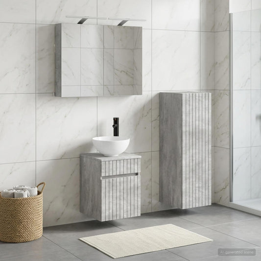vidaXL Bathroom Furniture Set 4 pcs Concrete Grey