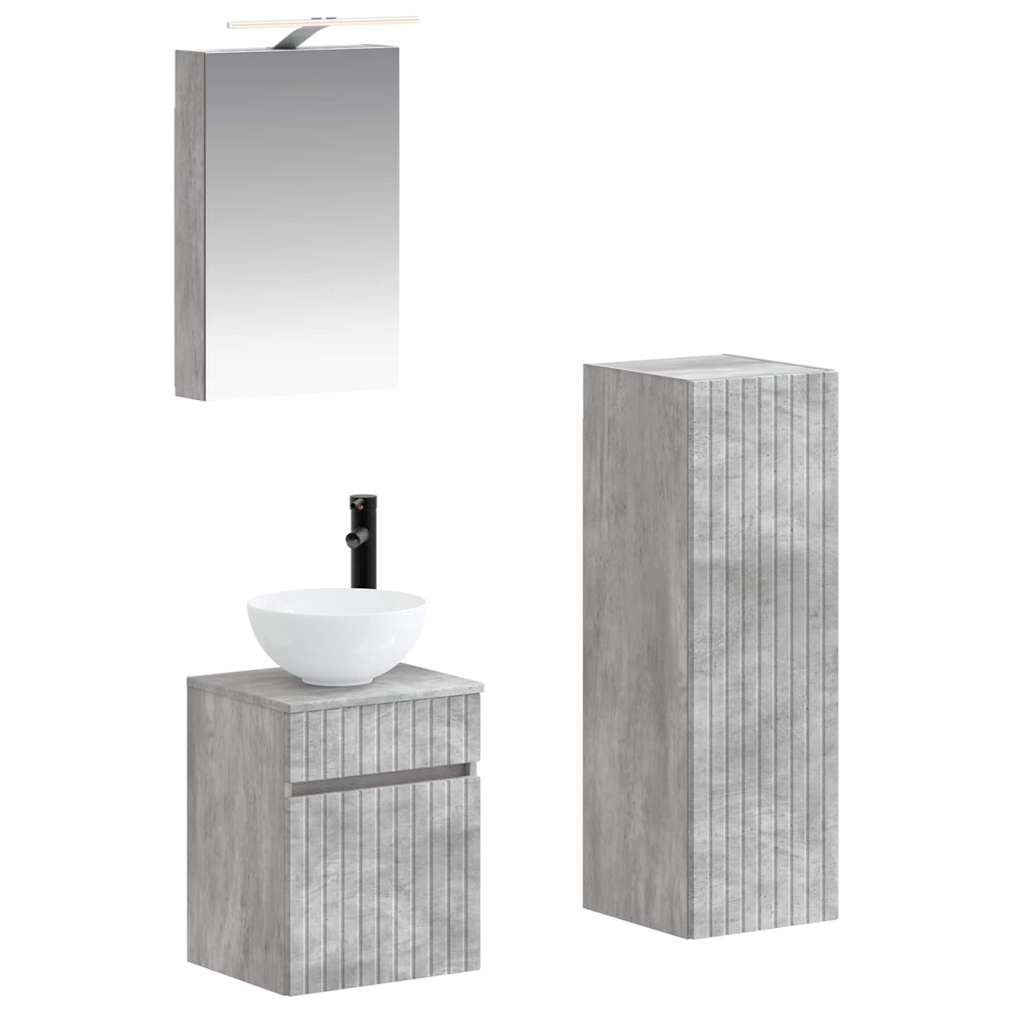 vidaXL Bathroom Furniture Set 4 pcs Concrete Grey