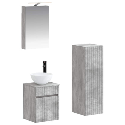 vidaXL Bathroom Furniture Set 4 pcs Concrete Grey