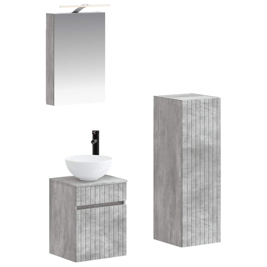 vidaXL Bathroom Furniture Set 4 pcs Concrete Grey