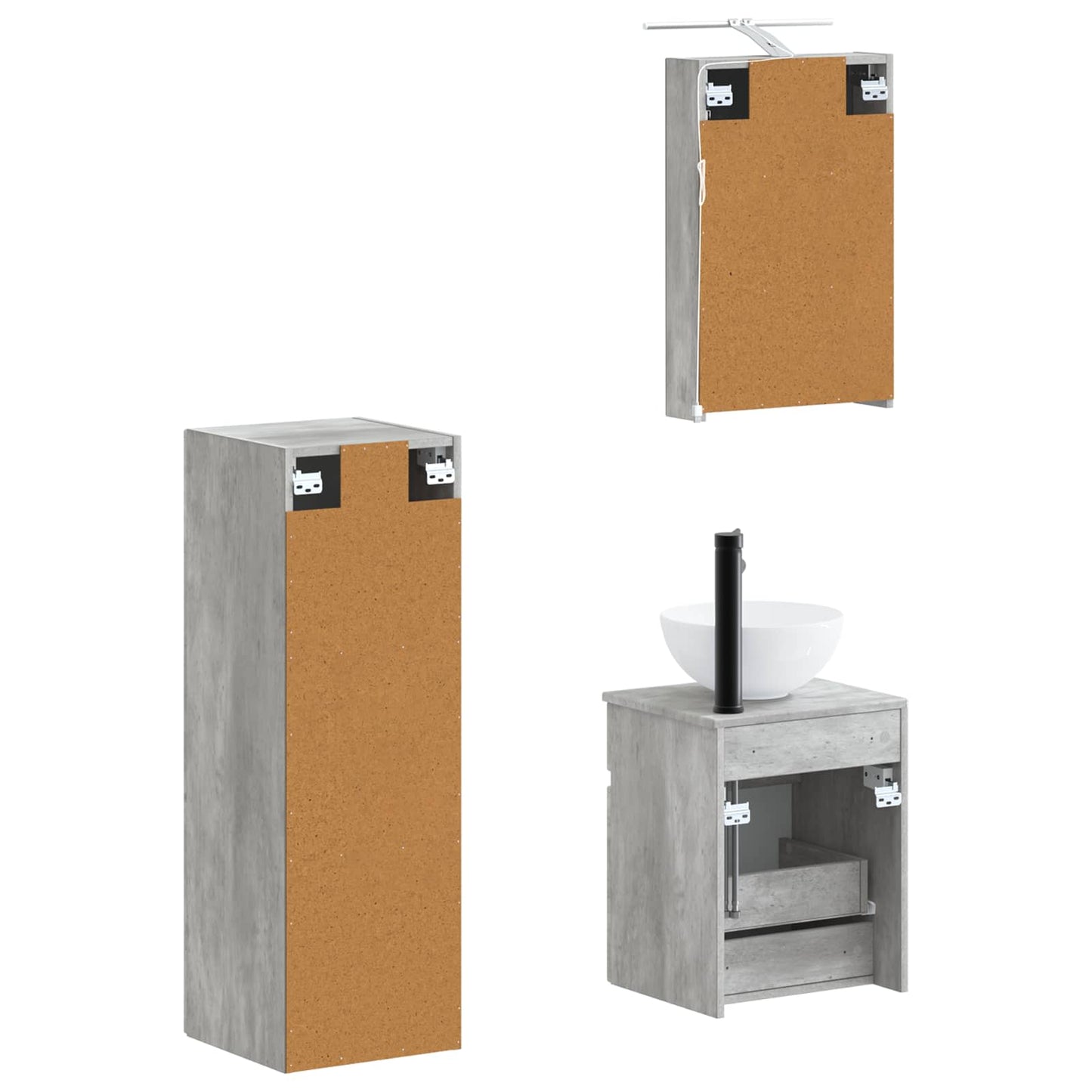 vidaXL Bathroom Furniture Set 4 pcs Concrete Grey
