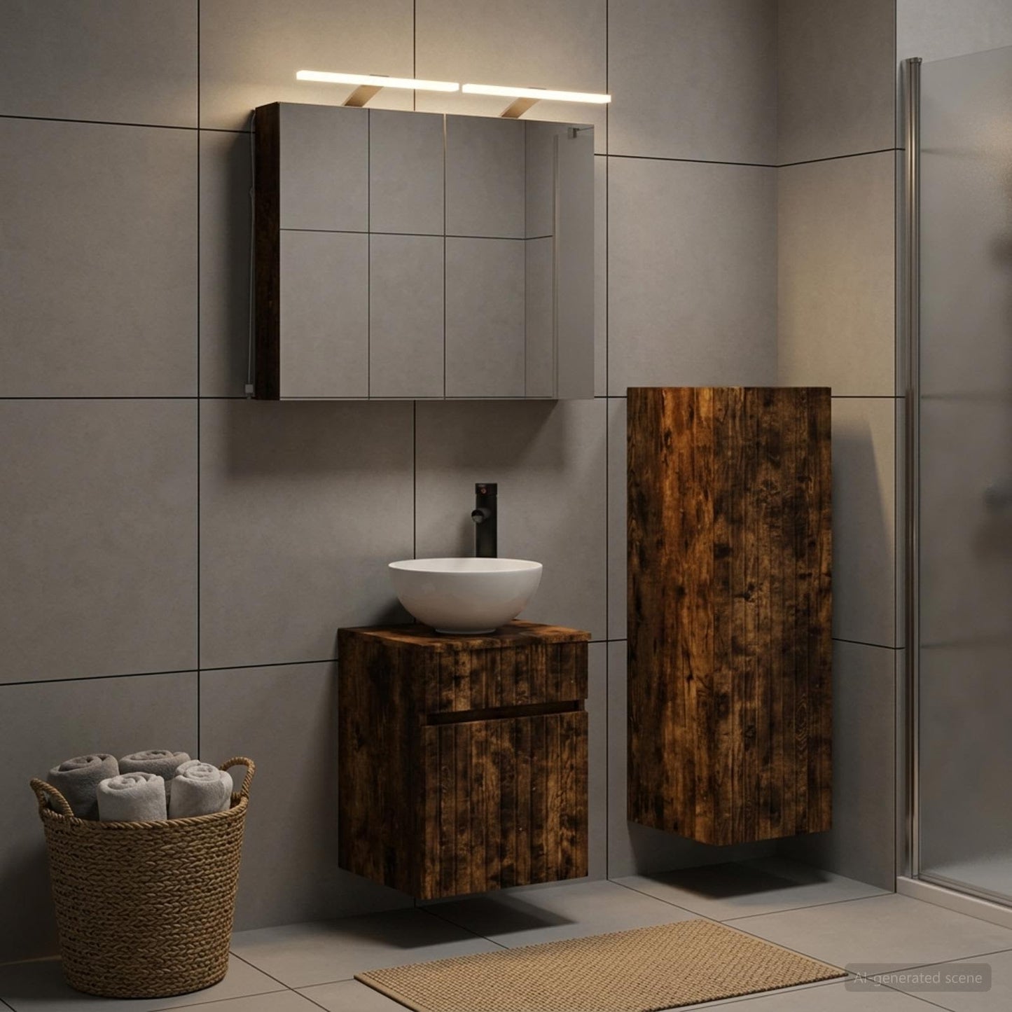 vidaXL Bathroom Furniture Set 4 pcs Smoked Oak
