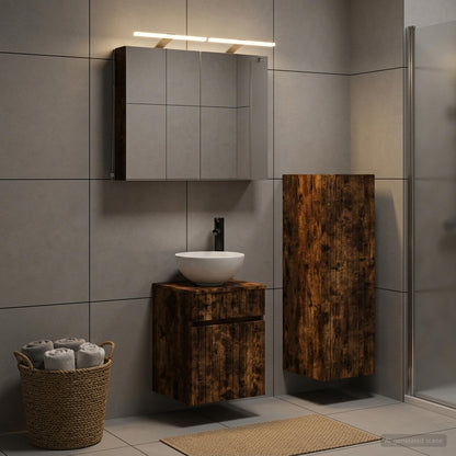 vidaXL Bathroom Furniture Set 4 pcs Smoked Oak