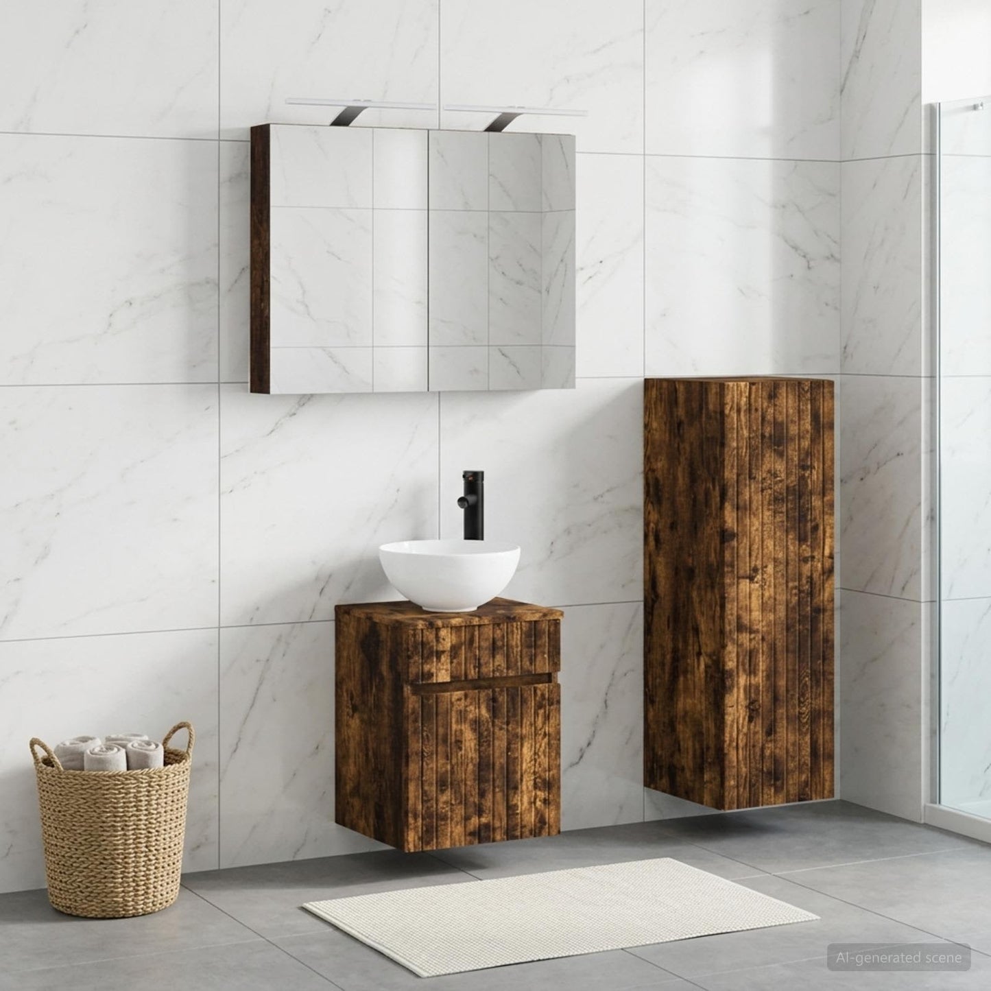 vidaXL Bathroom Furniture Set 4 pcs Smoked Oak