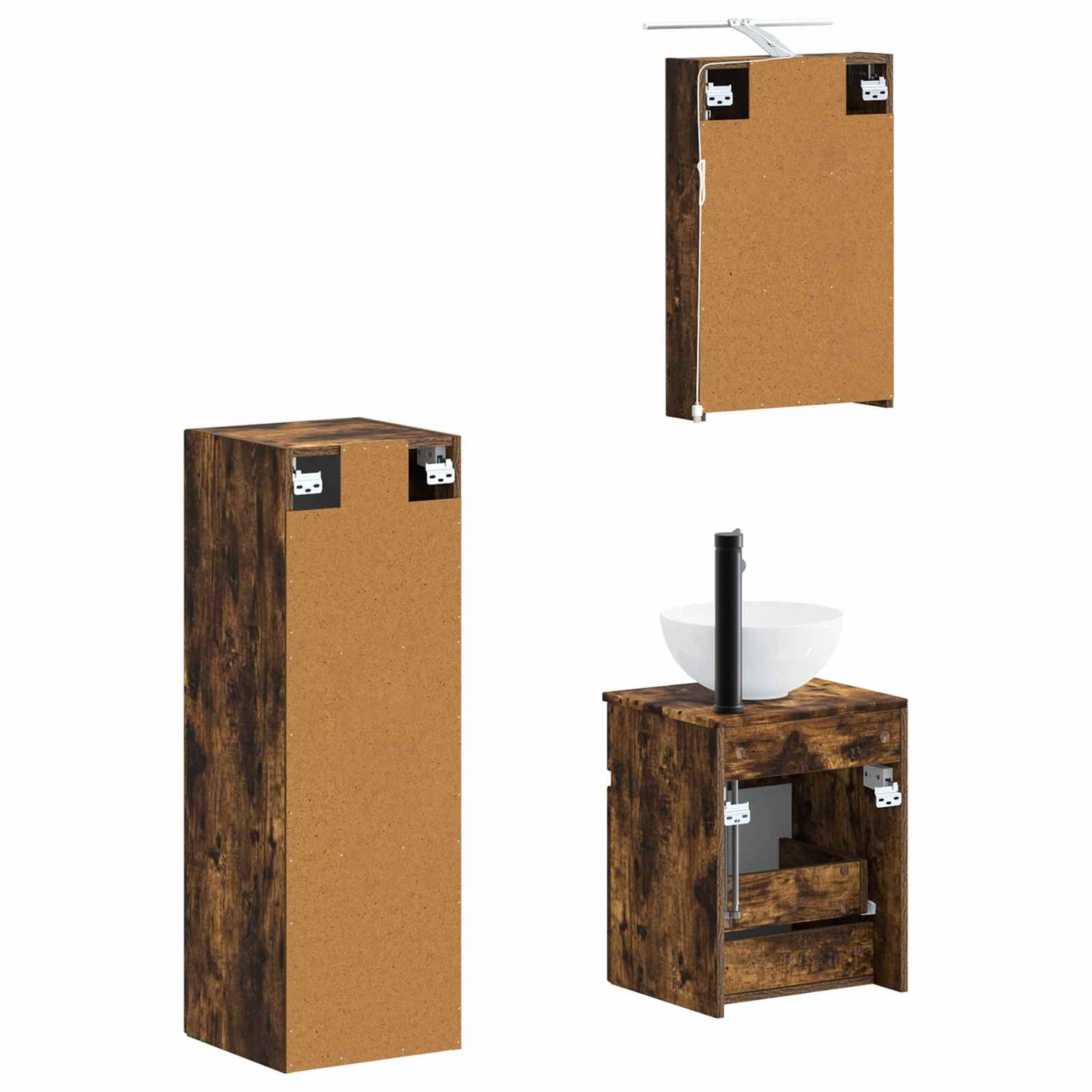 vidaXL Bathroom Furniture Set 4 pcs Smoked Oak