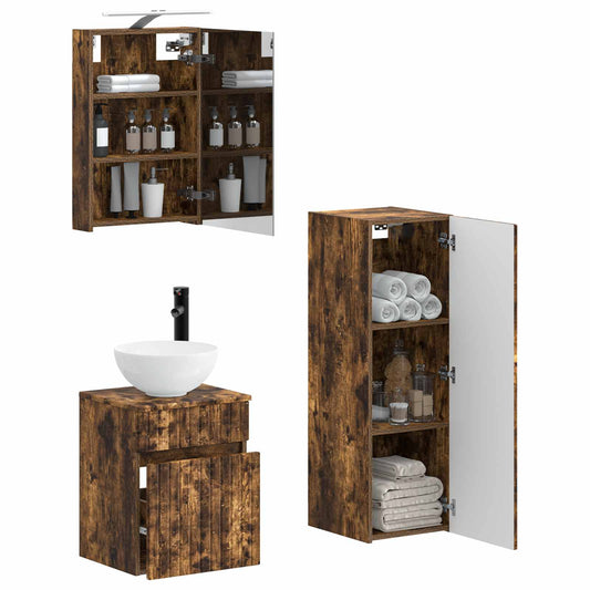 vidaXL Bathroom Furniture Set 4 pcs Smoked Oak