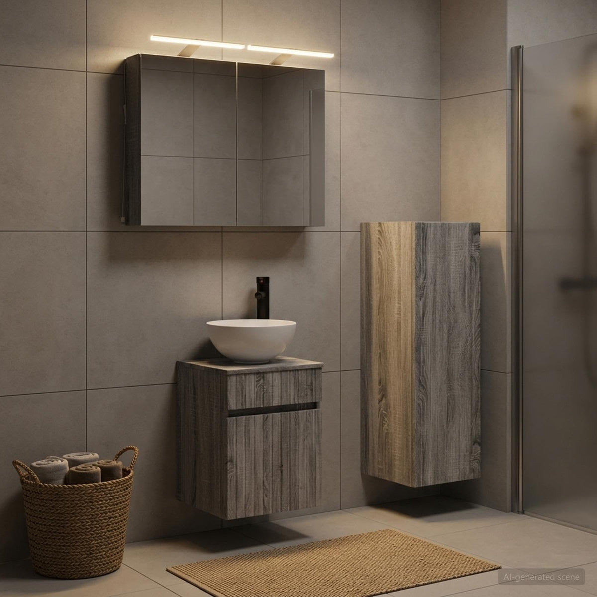 vidaXL Bathroom Furniture Set 4 pcs Grey Sonoma
