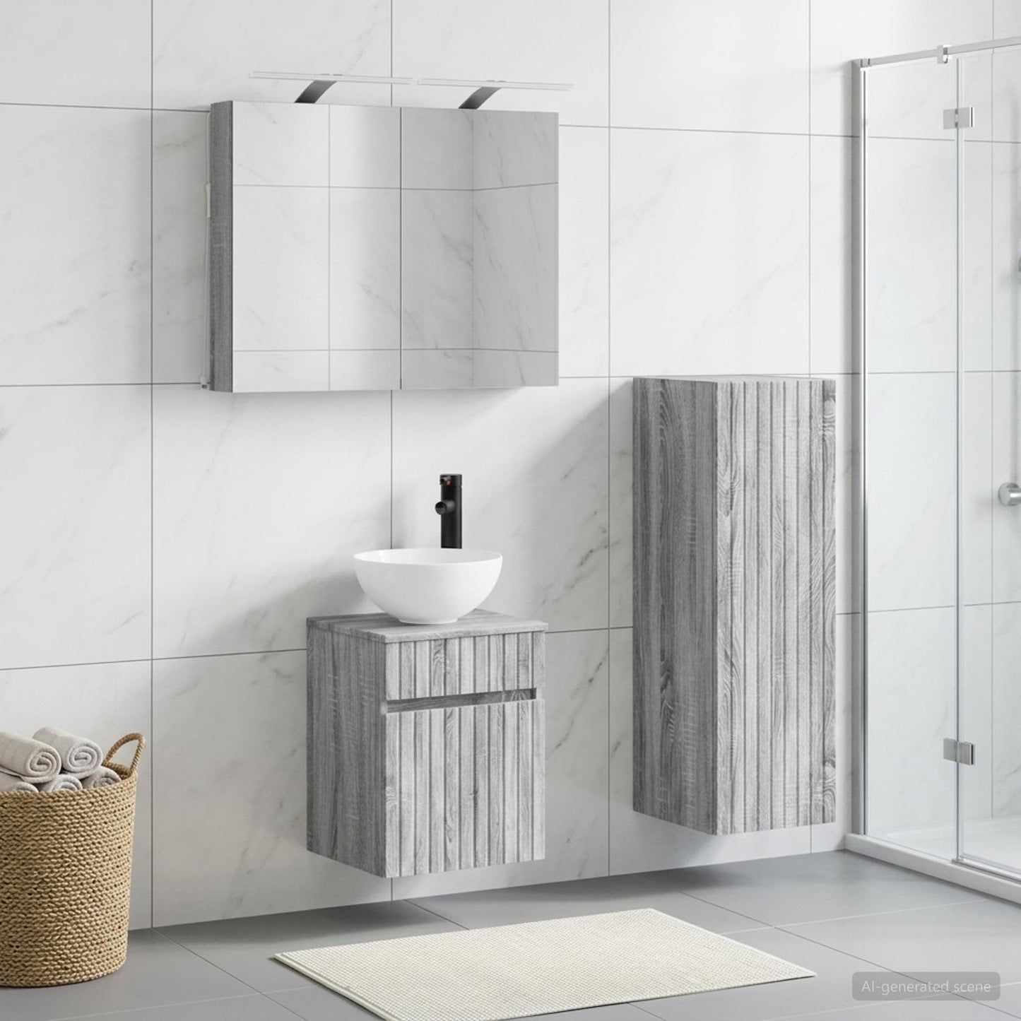 vidaXL Bathroom Furniture Set 4 pcs Grey Sonoma