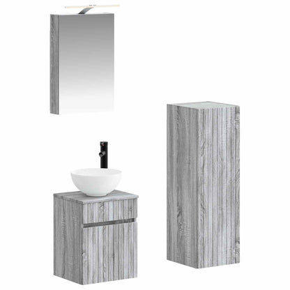 vidaXL Bathroom Furniture Set 4 pcs Grey Sonoma