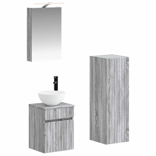 vidaXL Bathroom Furniture Set 4 pcs Grey Sonoma