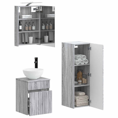 vidaXL Bathroom Furniture Set 4 pcs Grey Sonoma