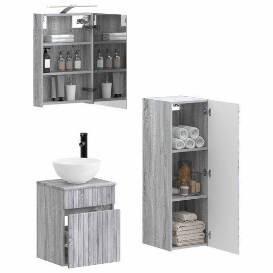 vidaXL Bathroom Furniture Set 4 pcs Grey Sonoma