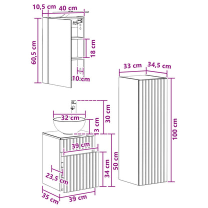 vidaXL Bathroom Furniture Set 4 pcs Grey Sonoma