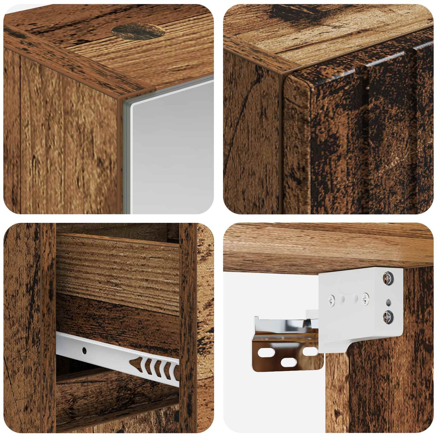 vidaXL Bathroom Furniture Set 4 pcs Old Wood Engineered Wood and Glass