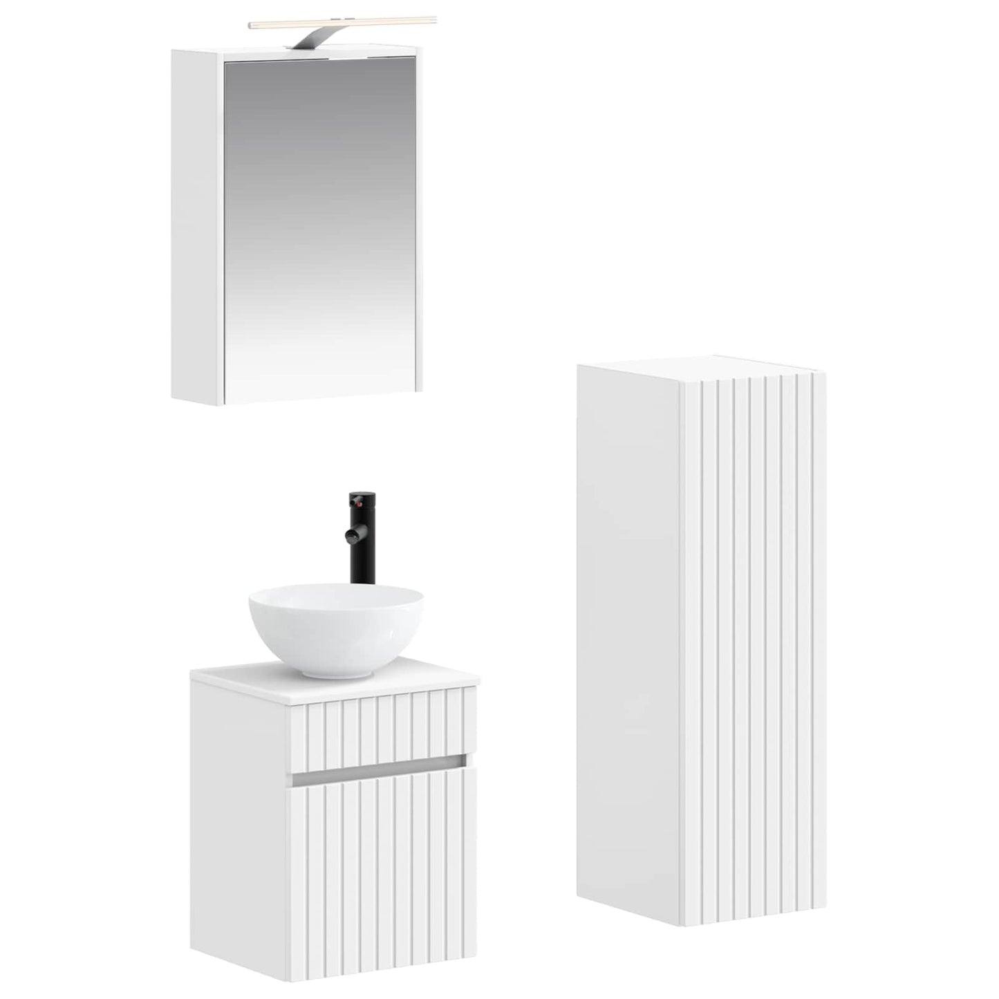 vidaXL Bathroom Furniture Set 4 pcs White Engineered Wood and Glass