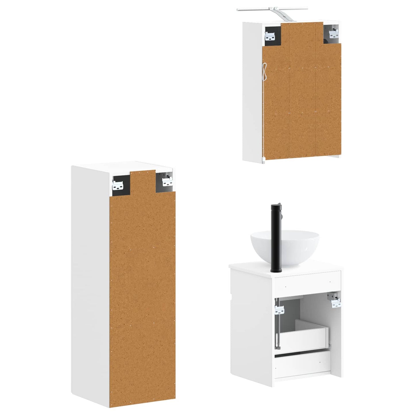 vidaXL Bathroom Furniture Set 4 pcs White Engineered Wood and Glass