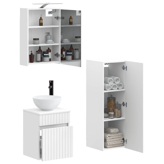 vidaXL Bathroom Furniture Set 4 pcs White Engineered Wood and Glass