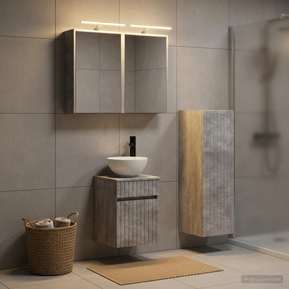 vidaXL Bathroom Furniture Set 4 pcs Concrete Grey