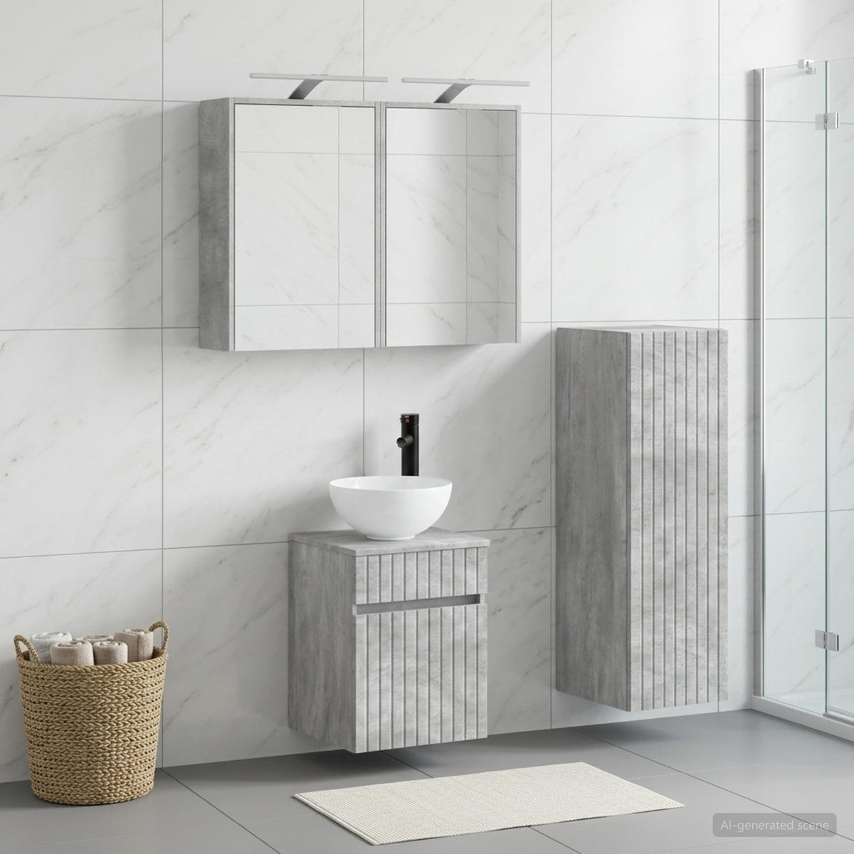 vidaXL Bathroom Furniture Set 4 pcs Concrete Grey