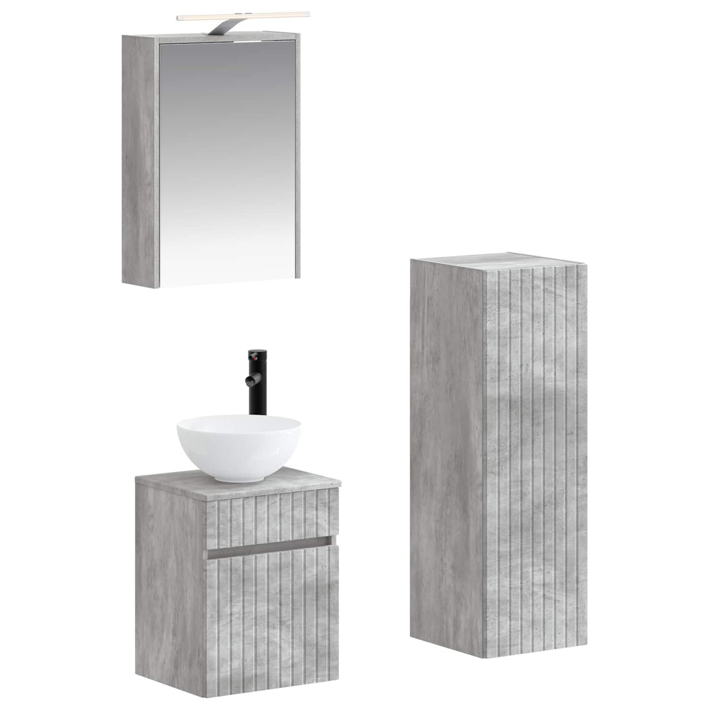 vidaXL Bathroom Furniture Set 4 pcs Concrete Grey
