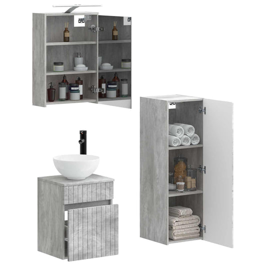 vidaXL Bathroom Furniture Set 4 pcs Concrete Grey