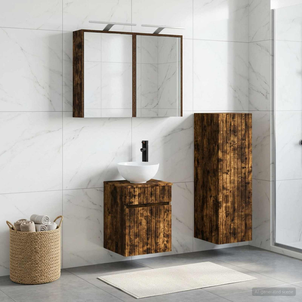 vidaXL Bathroom Furniture Set 4 pcs Smoked Oak