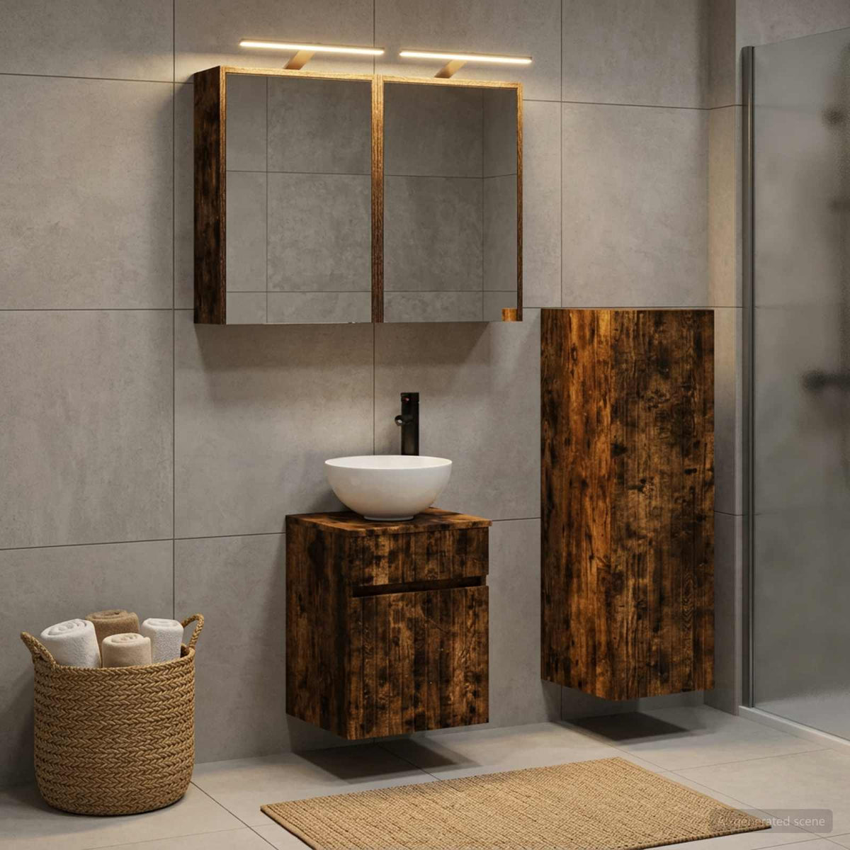 vidaXL Bathroom Furniture Set 4 pcs Smoked Oak