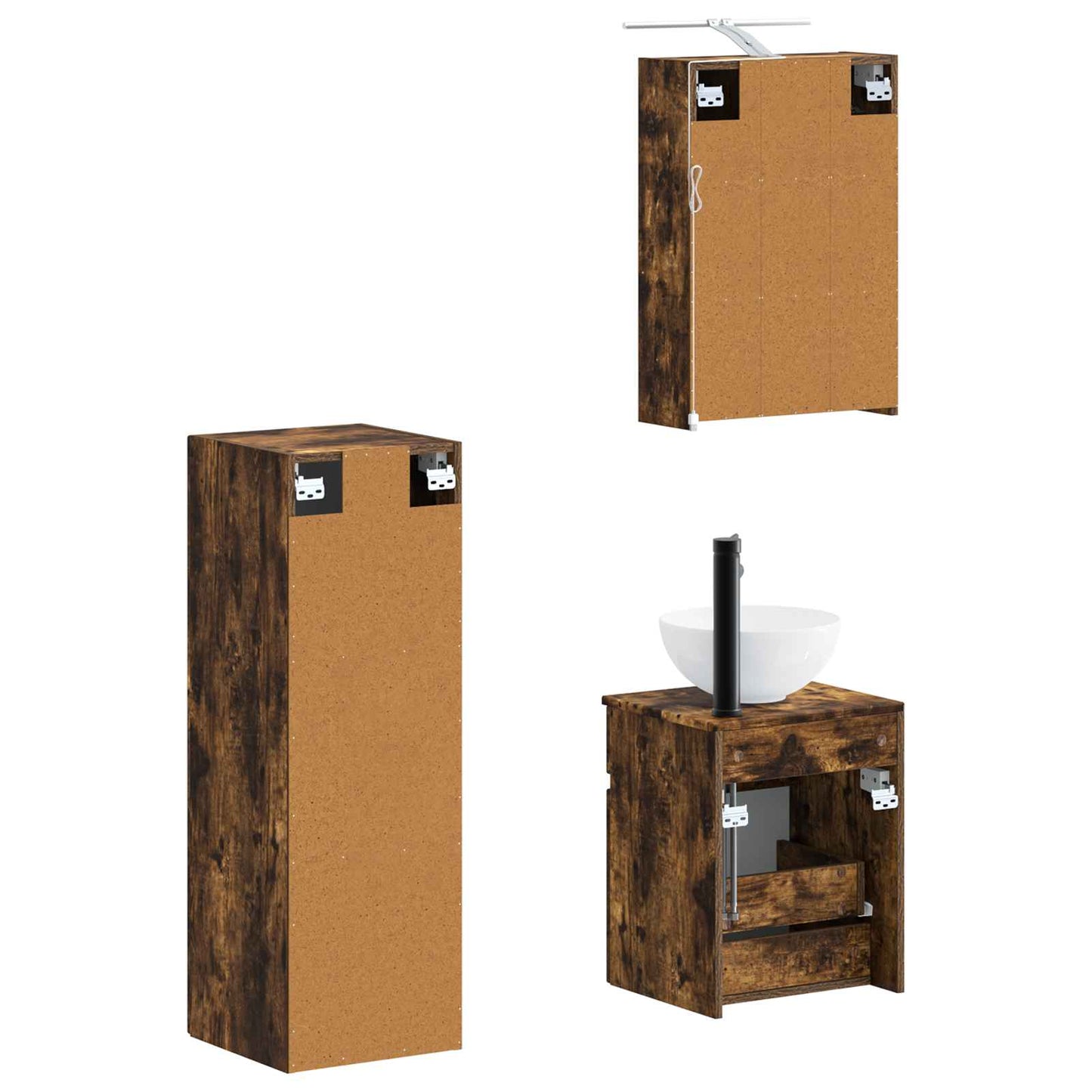 vidaXL Bathroom Furniture Set 4 pcs Smoked Oak