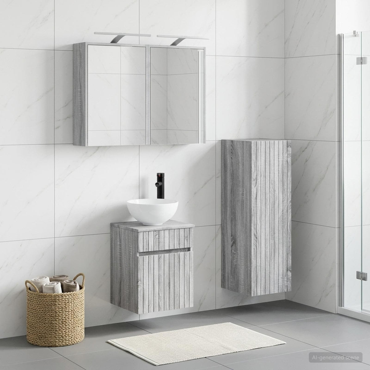 vidaXL Bathroom Furniture Set 4 pcs Grey Sonoma