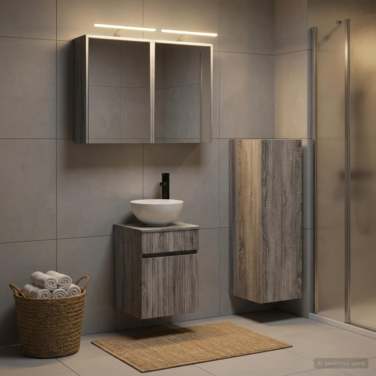 vidaXL Bathroom Furniture Set 4 pcs Grey Sonoma