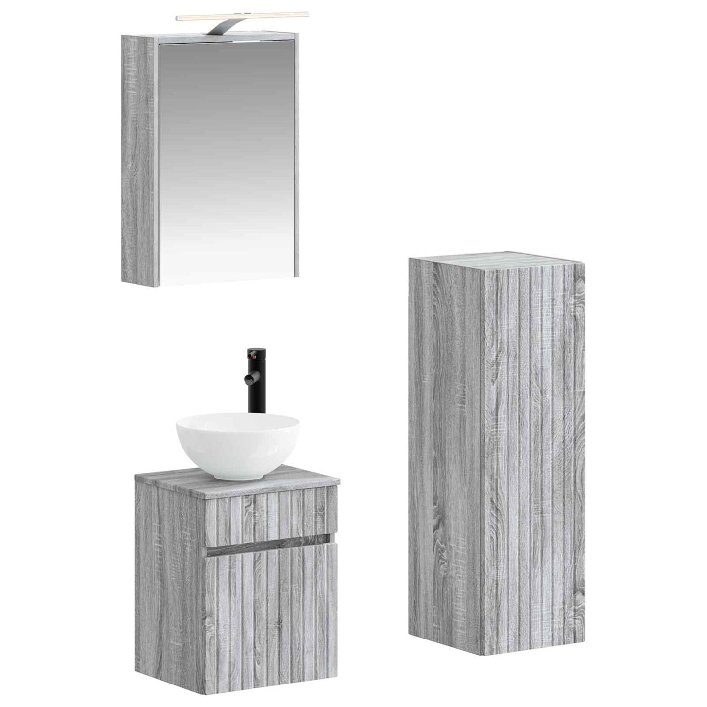 vidaXL Bathroom Furniture Set 4 pcs Grey Sonoma