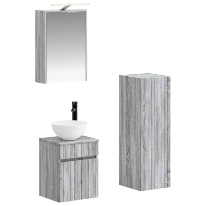 vidaXL Bathroom Furniture Set 4 pcs Grey Sonoma
