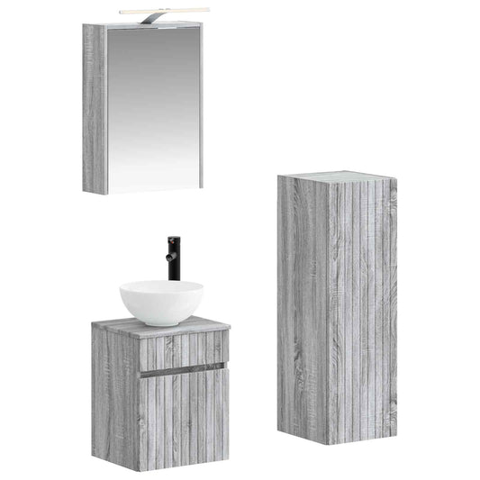 vidaXL Bathroom Furniture Set 4 pcs Grey Sonoma