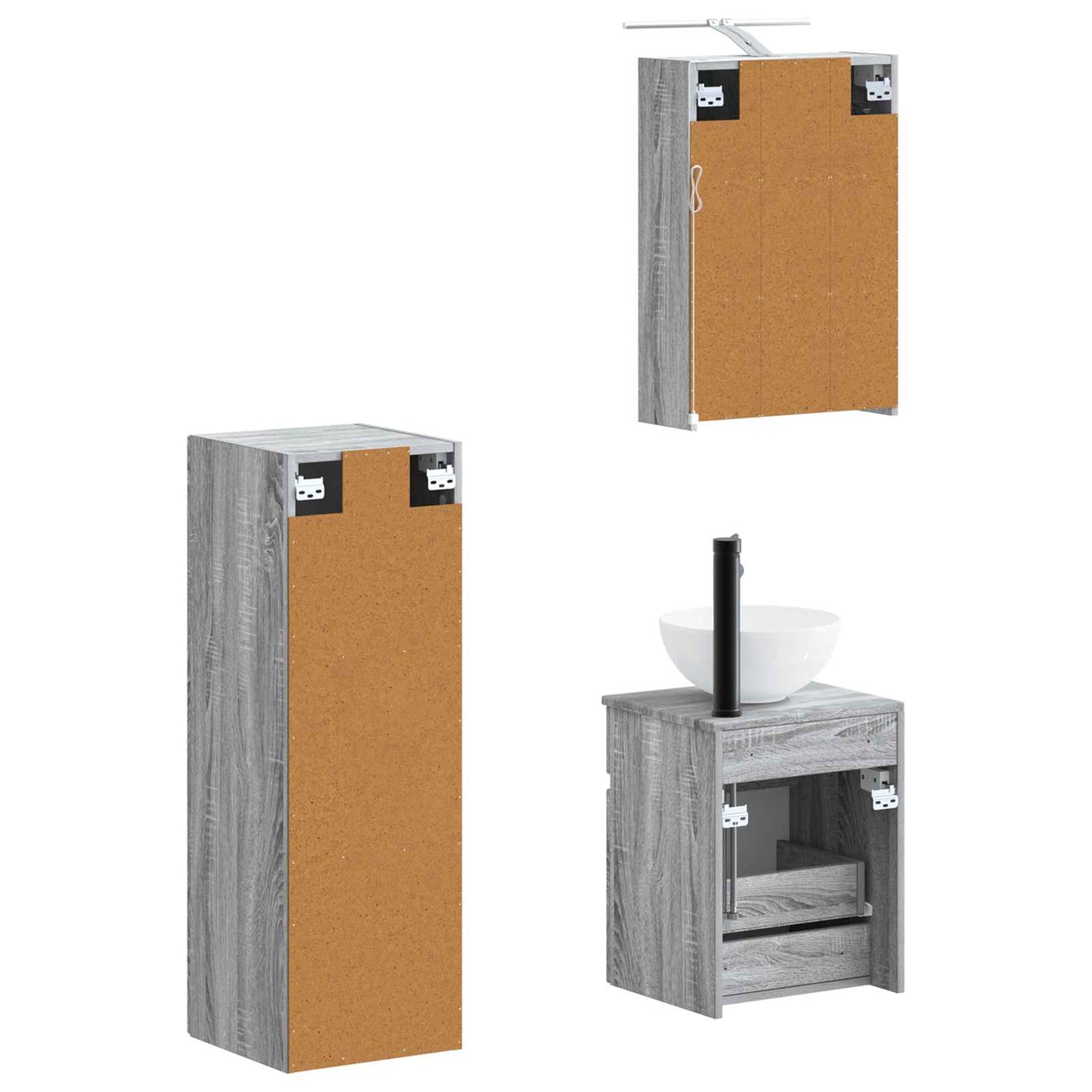 vidaXL Bathroom Furniture Set 4 pcs Grey Sonoma
