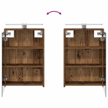 vidaXL Bathroom Furniture Set 4 pcs Old Wood Engineered Wood and Glass