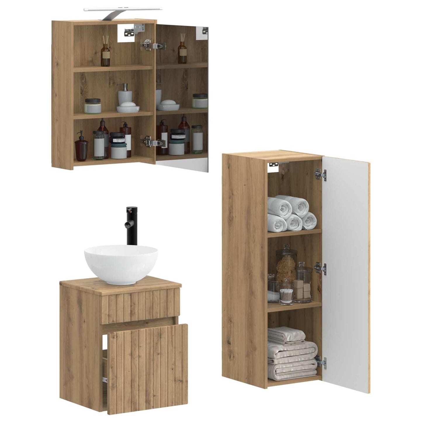 vidaXL Bathroom Furniture Set 4 pcs Artisan Oak