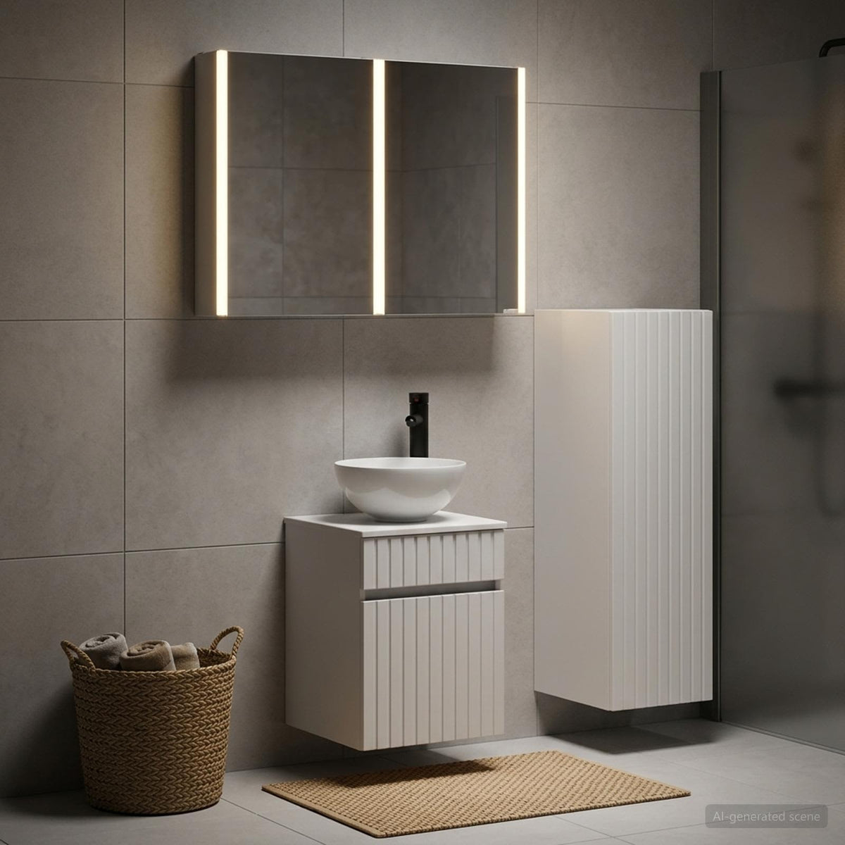 vidaXL Bathroom Furniture Set 4 pcs White Engineered Wood and Glass