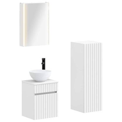 vidaXL Bathroom Furniture Set 4 pcs White Engineered Wood and Glass