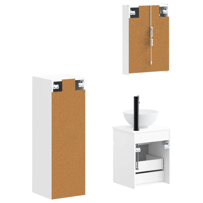 vidaXL Bathroom Furniture Set 4 pcs White Engineered Wood and Glass