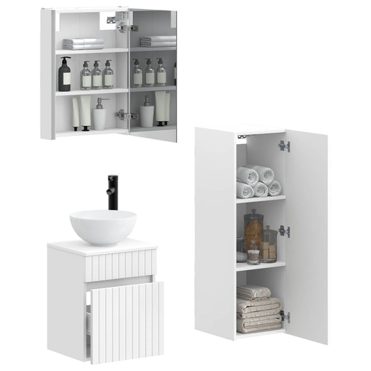 vidaXL Bathroom Furniture Set 4 pcs White Engineered Wood and Glass