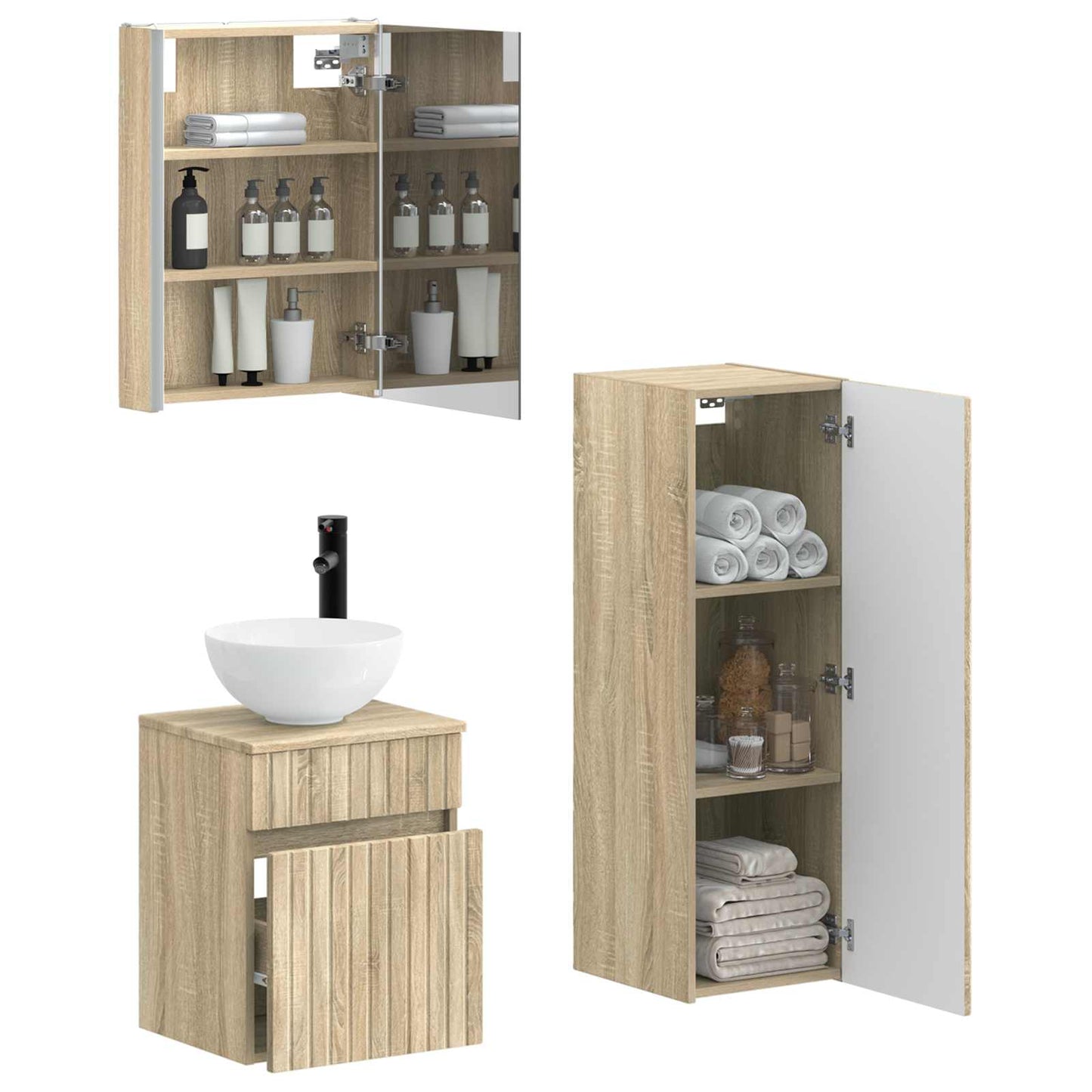 vidaXL Bathroom Furniture Set 4 pcs Sonoma Oak